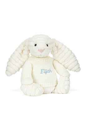 Bashful Luxe Bunny Nimbus with Personalised Cream Jumper