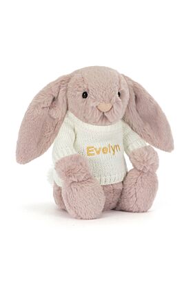 Bashful Luxe Bunny Rosa with Personalised Cream Jumper