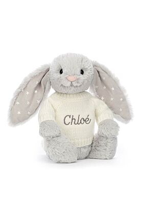 Bashful Shimmer Bunny with Personalised Cream Jumper