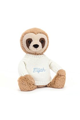 Bashful Sloth with Personalised Cream Jumper