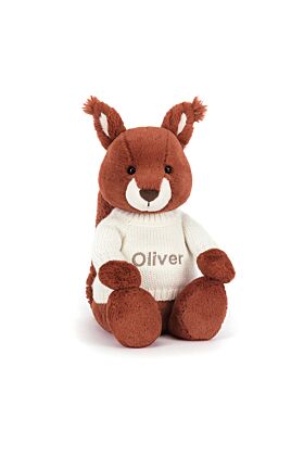 Bashful Squirrel with Personalised Cream Jumper
