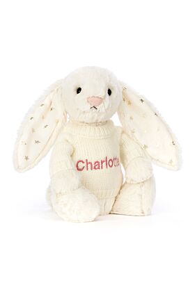 Bashful Twinkle Bunny with Personalised Cream Jumper