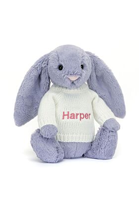 Bashful Viola Bunny with Personalised Cream Jumper