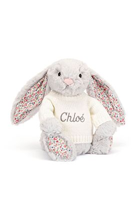 Blossom Silver Bunny with Personalised Cream Jumper