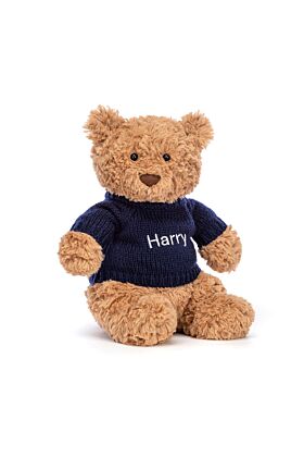 Bartholomew Bear with Personalised Navy Jumper