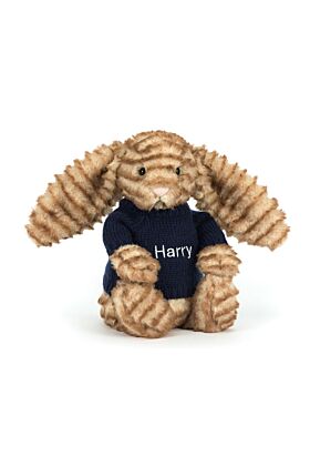 Bashful Luxe Bunny Juniper with Personalised Navy Jumper