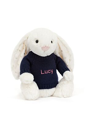 Bashful Twinkle Bunny with Personalised Navy Jumper