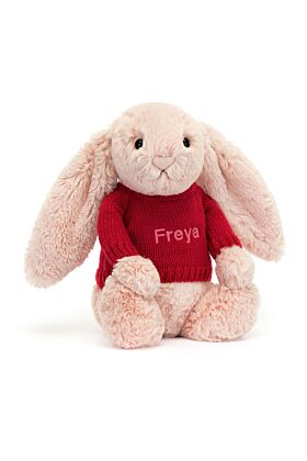 Bashful Blush Bunny with Personalised Red Jumper