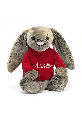 Bashful Cottontail Bunny with Personalised Red Jumper