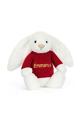 Bashful Luxe Bunny Luna with Personalised Red Jumper