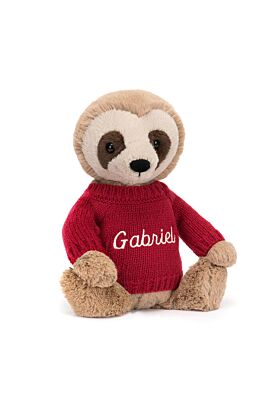 Bashful Sloth with Personalised Red Jumper