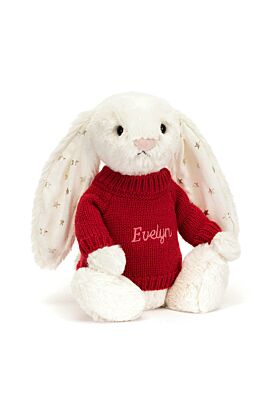 Bashful Twinkle Bunny with Personalised Red Jumper