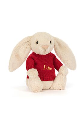 Bashful Luxe Bunny Willow with Personalised Red Jumper