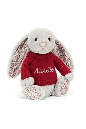 Blossom Silver Bunny with Personalised Red Jumper