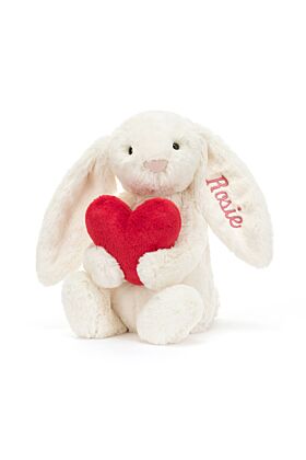 Personalised Bashful Red Love Heart Bunny Medium