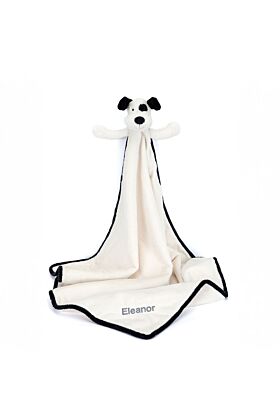 Personalised Bashful Black &amp  Cream Puppy Blankie