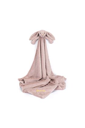 Personalised Bashful Luxe Bunny Rosa Blankie